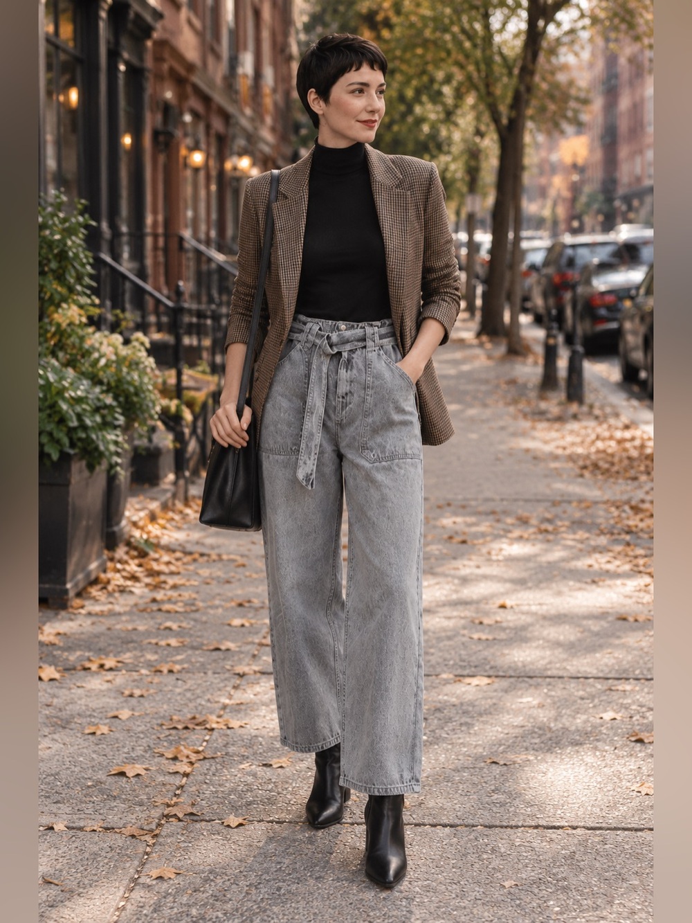 ÉTICA Newton Barrel Jeans Gray Paperbag Waist Size 27